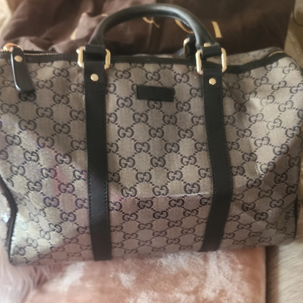 Gucci Black and Gray Speedy/Duffel Bag with Iconic Monogram - Picture 2 of 15